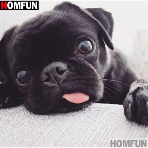 HOMFUN Full Square/Round Drill 5D DIY Diamond Painting "Animal dog" 3D Diamond Embroidery Cross Stitch Home Decor A20198