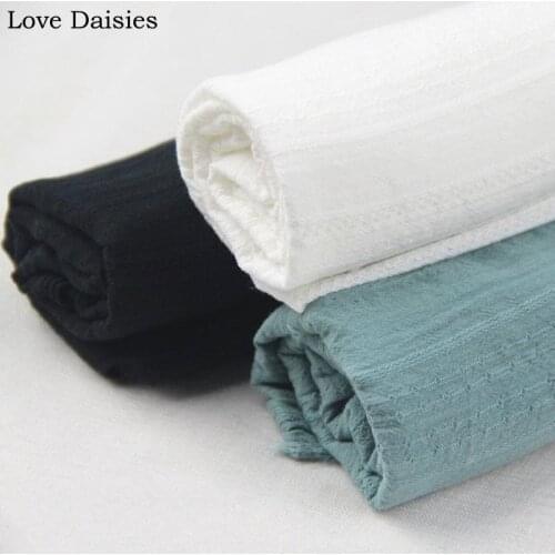 WHITE BLACK GREYISH GREEN Dobby Stripe 100% Gauze of Cotton Thin Fabric for DIY Handwork Mori Girl Summer Shirt Dress Blouse