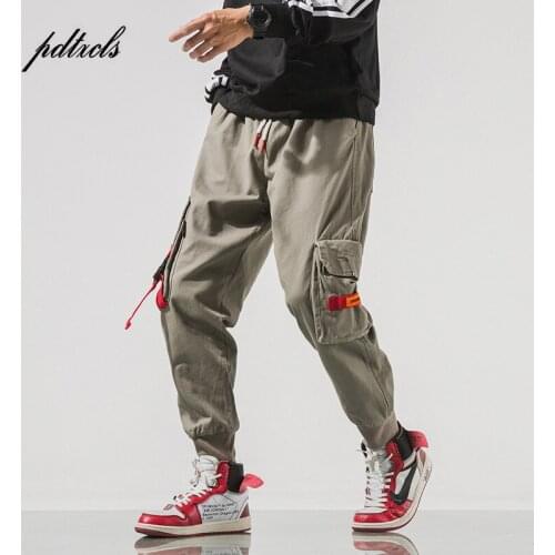 New Harajuku Multi-Pocket Safari Style Fashion Mens Jooger Trousers Autumn Hip Hop Streetwear Casual Elastic Cargo Pencil Pants