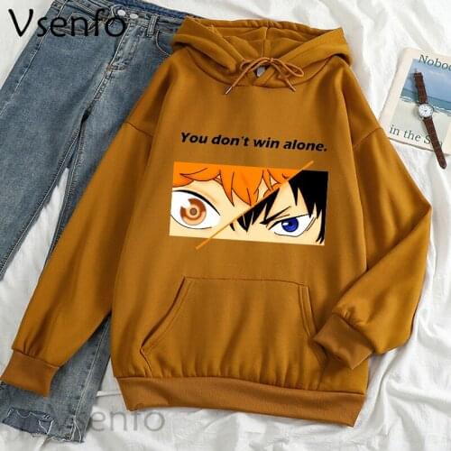 Haikyuu Anime Hoodie Hinata and Kagayama Cross Eyes Printed Vintage Sweatshirt Harajuku Pulloves Fleece Vintage School Clothes