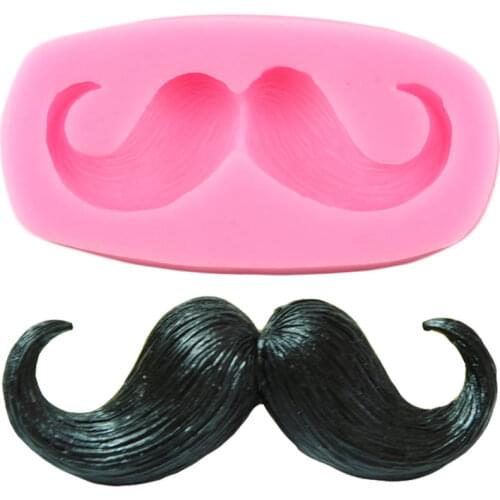 Curly Large Mustache Silicone Molds DIY Party Cupcake Topper Fondant Cake Decorating Tools Candy Clay Chocolate Gumpaste Moulds