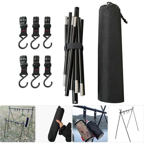 Lightweight Outdoor Folding Camping Shelf Aluminum Alloy Clothes Storage Hanger Cookware Equipment Hanging Rack Triangle Rack
