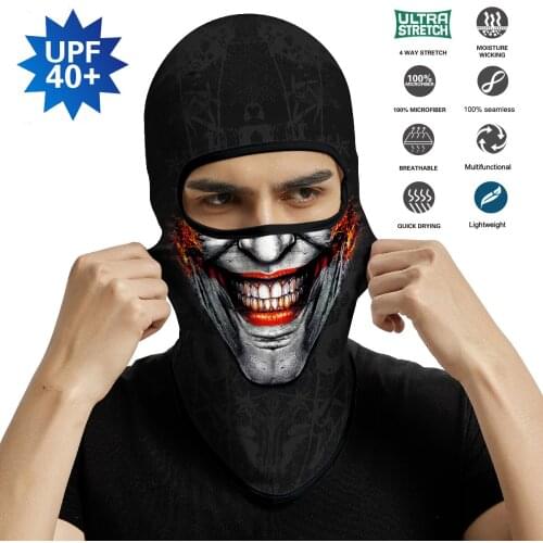 Summer Clown Balaclava Face Cover Halloween Mask Neck Gaiter Cycling Outdoor Sport Joker Skull Scarf Tubular Bandana Men Women