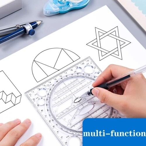 2 Set Multi-purpose Measuring Ruler Multi-purpose Drawing Ruler Angle and Circle Maker for Geometric Drawing