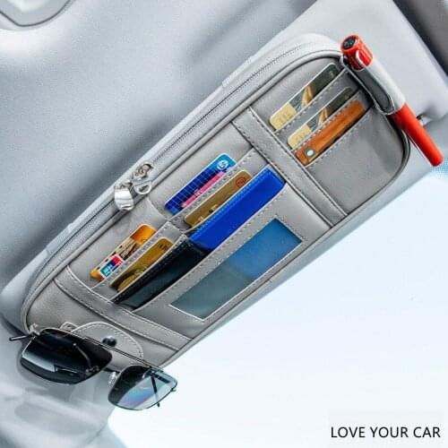 Multifunctional car storage bag bag sun visor cover card holder drivers license bill card holder car glasses holder