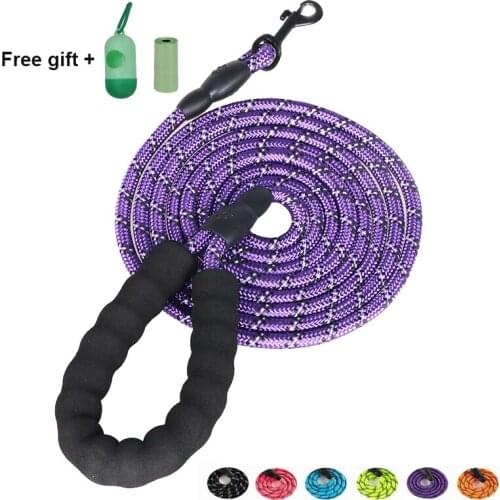 Pet Leashes Reflective Multi Color Round Rope Large Dog Collar Leash Training Running Rope Comfortable For Medium And Large Dogs