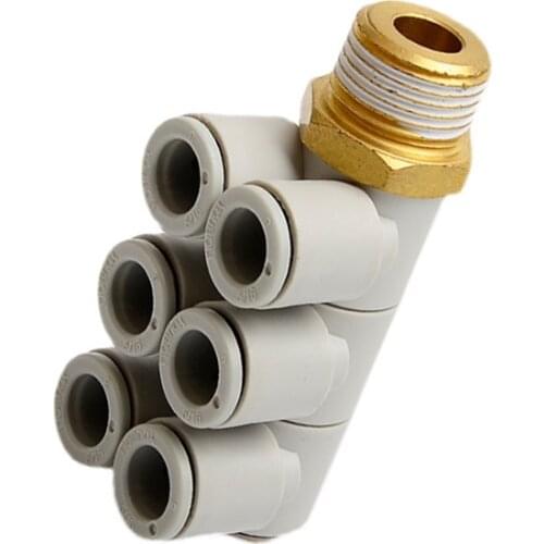 Applicable Tubing: Metric Size, Connection Thread: M, R,Triple Branch Universal Male Elbow KQ2ZT04-02AS KQ2ZT06-02AS