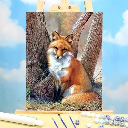 Fox Animal Coloring By Numbers Painting Complete Kit Oil Paints 40*50 Painting On Canvas New Design Kids Wholesale Drawing