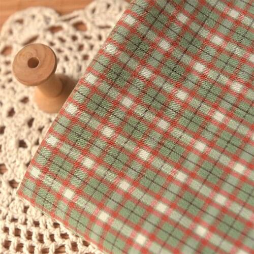 Red And White Forest Green Plaid Polyester Cotton Fabric Handmade DIY Dress JK Short Culottes Clothes Tablecloth Fabric