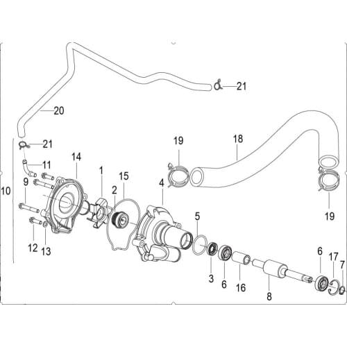 Water pump page pipe outlet pipe Of Benelli BJ500 Leoncino 500