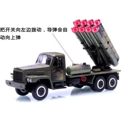 Military Vehicles Strong Power Metal Antiaircraft Missile Vehicle Field Army Alloy Model Child Toy Car Learn Educational Toys