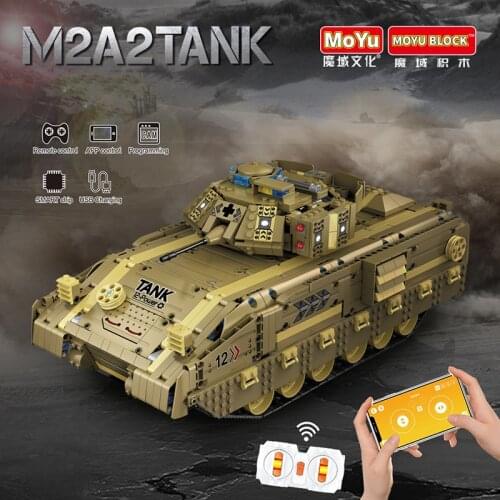 1763PCS Military M2A2 Infantry Armored Tank APP Remote Control High-tech Building Blocks Main Battle Tank Bricks Kids Toys Gifts