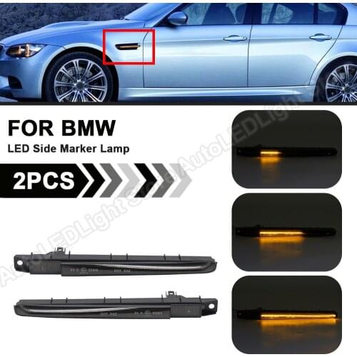 2Pcs For BMW 3 Series E90 Sedan E92 Coupe E93 M3 Dynamic LED Side Marker Light Turn Signal Lamp Flashing Indicator Blinker Light