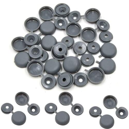 20pcs Gray Hinged Plastic Clips Screw Fold Caps Cover 4mm for Auto Car Decor