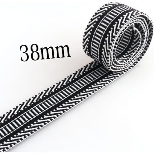 38mm Black webbing Striped Ribbon nylon webbing cotton webbing pattern lanyard ,purse straps belt supplies