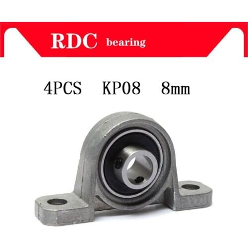 4Pcs KP08 8mm p08 High quality insert bearing shaft support Spherical roller zinc alloy mounted bearing pillow block housing