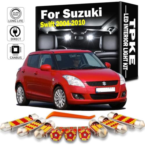 TPKE 8Pcs Super White Car Interior LED Light Bulb Kit For 2004-2010 Suzuki Swift Reading Trunk License Plate Light