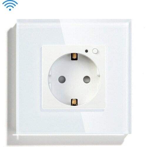 86*86mm Single Wifi Wall Socket Work with Tuya Alexa Life White Black Gold Color Timer Function Smart Home Wall Panel Socket
