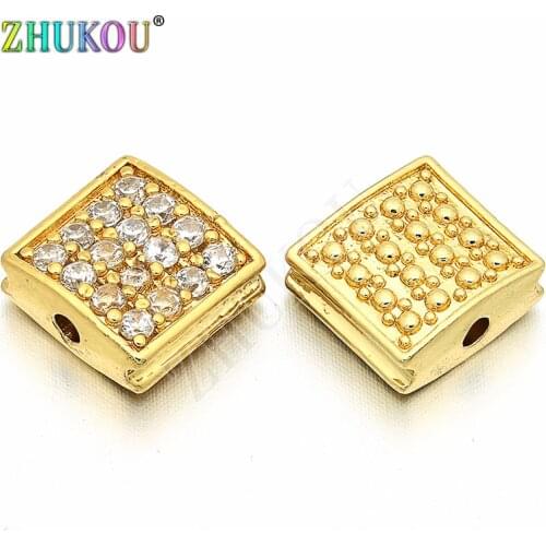 9*10mm Brass Cubic Zirconia Rectangle Charms Connectors DIY Jewelry Findings, Hole: 1.5mm, Model: VS122