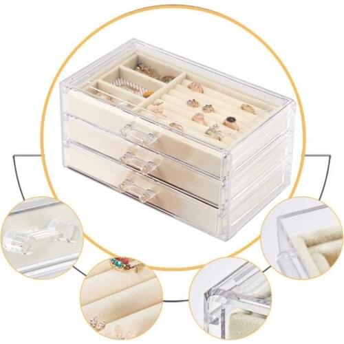 3 Drawer Acrylic Jewelry Storage Bag Graduation Ceremony Birthday Gift Ladies Jewelry Box Velvet Jewelry Display Box