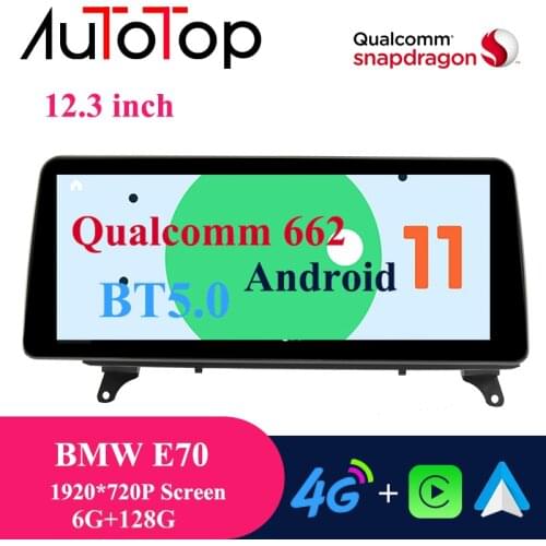 AUTOTOP 12.3" 1920*720P Screen 6G+128G Android 11 Car Multimedia Player for BMW X5 E70 X6 E71 Carplay Android Auto BT 5.0 Wifi
