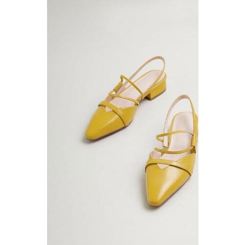 Genuine Cow Leather Korean version Elegant Square Toe women Sandals Middle Heels Fairy Ladies Spring Summer Beach Shoes