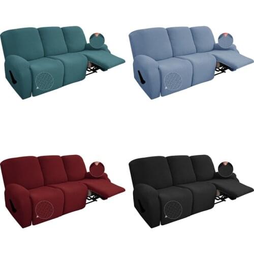 3 Seater Recliner Sofa Cover Elastic All-inclusive Massage Sofa Slipcovers Relax Jacquard Lounger Deck Chair Cover Solid Color