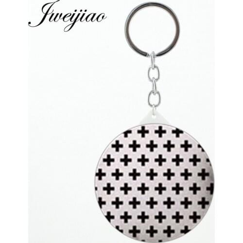 JWEIJIAO Black and White Wave Point Geometric Image keychains Mirrors 2019 new Brand Beauty Health Makeup mirrors A74
