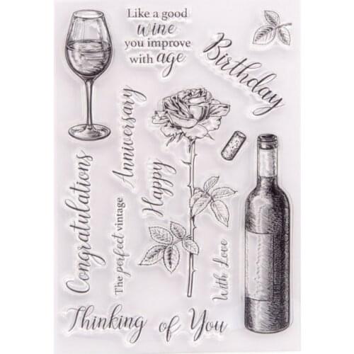 Elegant Red Wine Rose Clear Stamps for Card Making Decoration and DIY Scrapbooking Silicone Stamps for Handmade Crafts