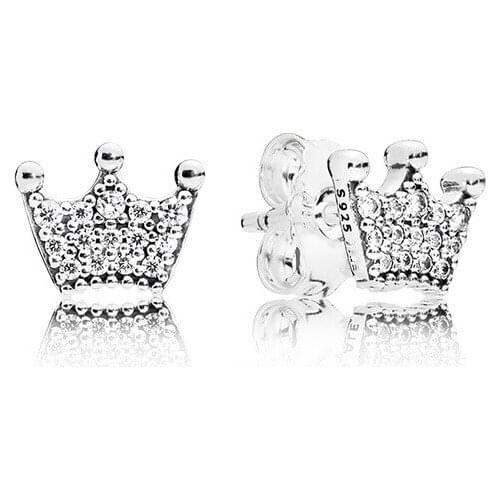 Luxury Noble Women Crown Silver Plated Stud Earring Fashion Exquisite Women AAA Zircon Body Penetration Earring Wedding Jewelry