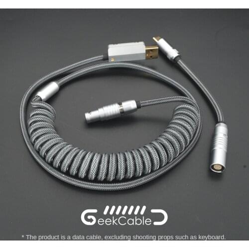 GeekCable Customized DIY Manual Mechanical Keyboard Cable Data PET Nylon Braided Fluorescent Gray Keyboard Extension Link