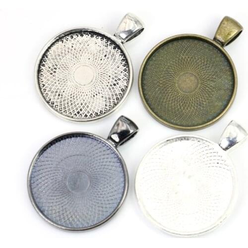 JAKONGO 5pcs/lot Antique Silver Plated Photo Frame Charms Pendants for Jewelry Making DIY Handmade Craft 25mm