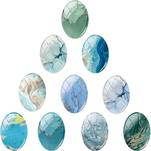 JWEIJIAO Color Background Marble Pattern Oval Shaped 18x25 mm Photo 10pcs/lot Glass Cabochon Dome Flat Back Jewelry WL318