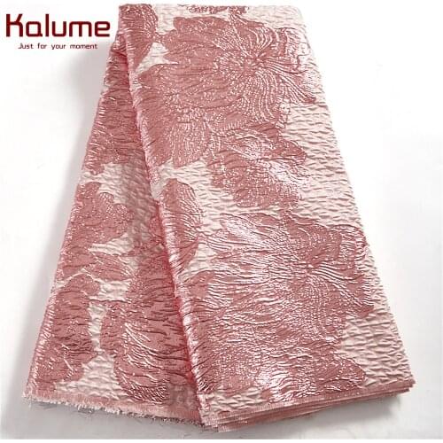 Kalume 2021 Latest Brocade Lace Fabric Gold African Jacquard Lace High Quailty 5 Yards Nigerian Gilding Lace For Diy Dress H2504