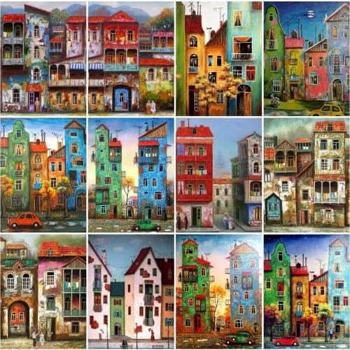 AZQSD Diamond Embroidery House Home Decor Needlework Gift 5D Diamond Painting Landscape Mosaic Picture Of Rhinestones