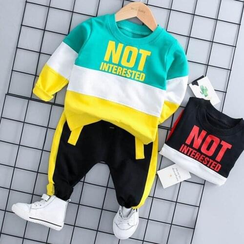 Spring Autumn Baby Boy Girl Clothing Set Cotton Kids Toddler Letter Sport Suit For Infant Long Sleeve T-Shirt + Pants Outfit