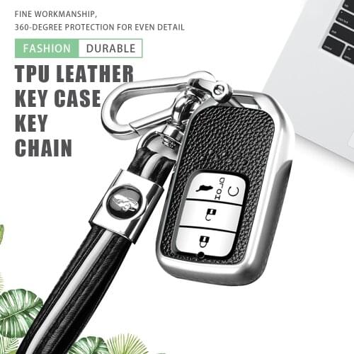 TPU Leather Car Key Case Cover Keychain for Honda CRV Accord Civic Vezel HR-V URV HRV Pilot Fit Freed Protector Accessories