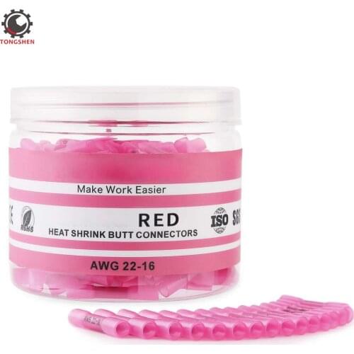 80PCS Red Heat Shrink Butt Connectors 22-18 Waterproof Electrical Connectors Wire Crimp Terminals Crimp-Butt Splice Connectors