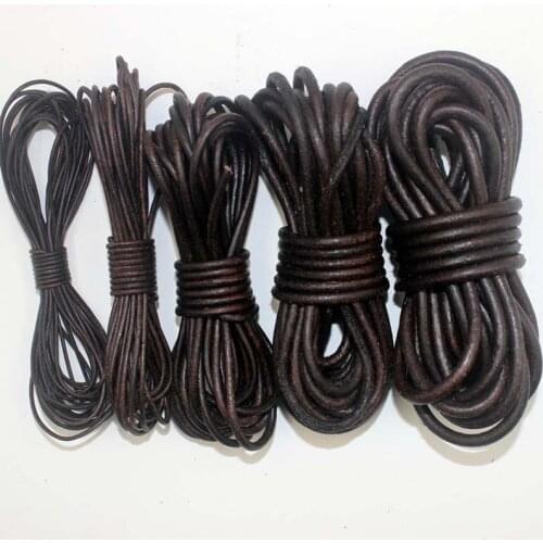 2 Meters Dia 1.5 2 3 4 5 6 8mm Round Genuine Leather Cords Fit Bracelets Necklace Handmade Cow Leather Ropes DIY Jewelry Making