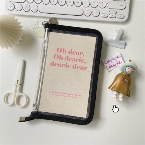 MINKYS Kawaii Bling Bling PVC Transparent Zipper A6 Loose-leaf Diary Notebook Agenda Journal Planner 90 Sheets School Stationery