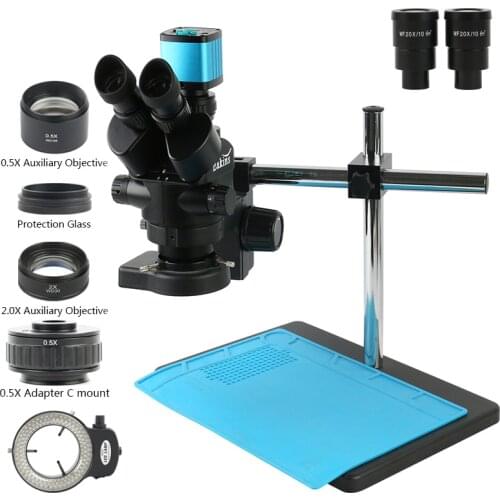 3.5X-90X 180X Simul-Focal Trinocular Stereo Microscope 48MP 4K HDMI USB Industrial Video Microscope Camera For PCB Chip Repair
