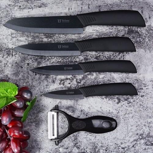 Kitchen Knives Set with Block,Kitchen Ceramic Knife Set with Handle Kitchen Knives Cooking Tools(Black)