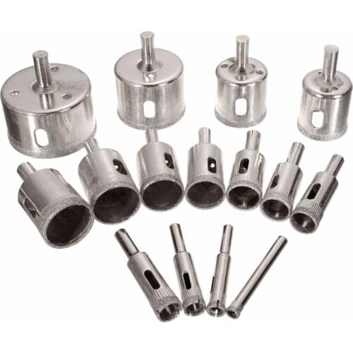 15Pcs Diamond Hole Saw Drill Bit Set Glass Ceramic Tile Saw Cutting Tool 6-50mm Drilling Bit
