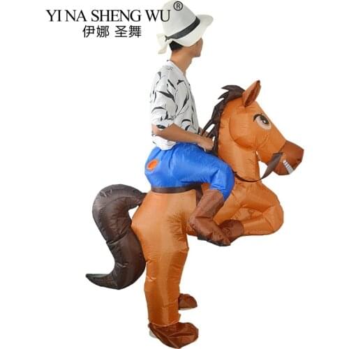 Inflatable Costume Ride On Big Tail Horse Adult For Women Men Cosplay Halloween Carnival Mascot Clothing Party Birthday Props