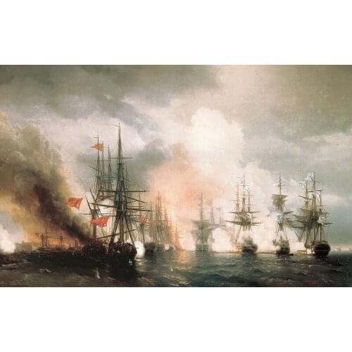 Wholesale painting # good quality -Russia Ivan Aivazovsky Russian ships at the battle of Sinop print art painting on canvas