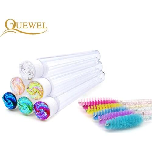 Quewel Eyelash Brush Reusable Eyebrow Applicator Brushes Separate Tube Eyelashes Extension Sparkling Diamond Stick Makeup Tool