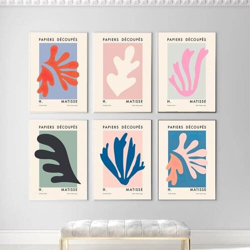 Retro Henri Matisse Abstract Painting Minimal Illustration Wall Art Canvas Prints Vintage Poster Beige Pictures Room Home Decor