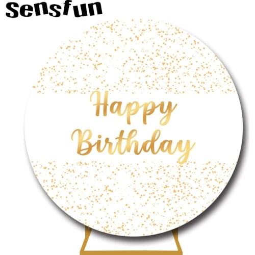 Sensfun Round Circle Photography Backgrounds White With Gold Glitter Kids Adult Birthday Party Backdrops For Photo Studio Custom