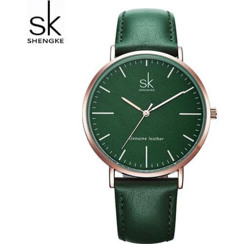 Shengke Casual Women Leather Watches Luxury Quartz Clock Ladies Fashion Wrist Watch Reloj Mujer 2019 SK Womens Day Gift #K0082