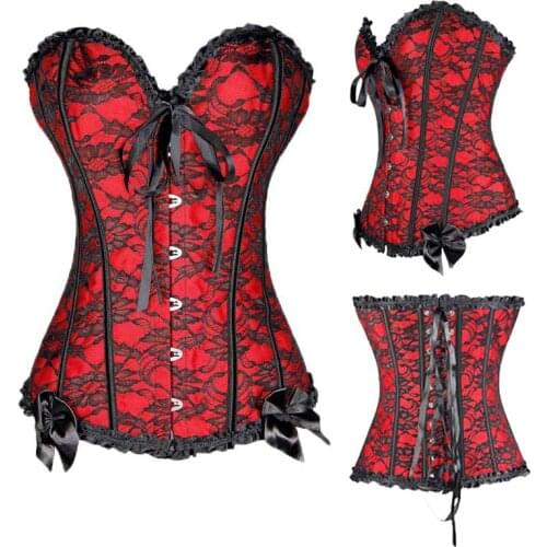 Sexy Corsets And Bustiers Steampunk Clothing Gothic Lace Up Boned Overbust Waist Cincher Body Shaper Corselet Plus Size S-6XL